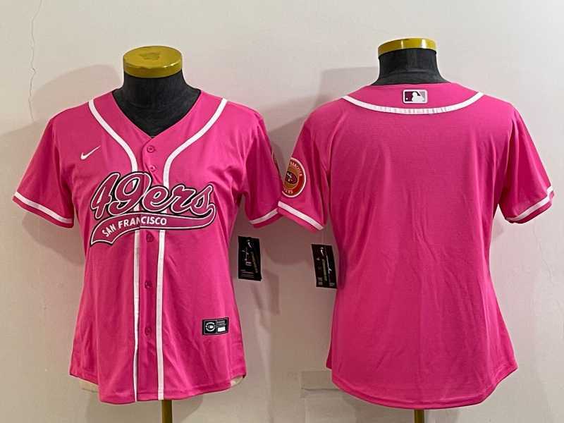 Women%27s San Francisco 49ers Blank Pink With Patch Cool Base Stitched Baseball Jersey